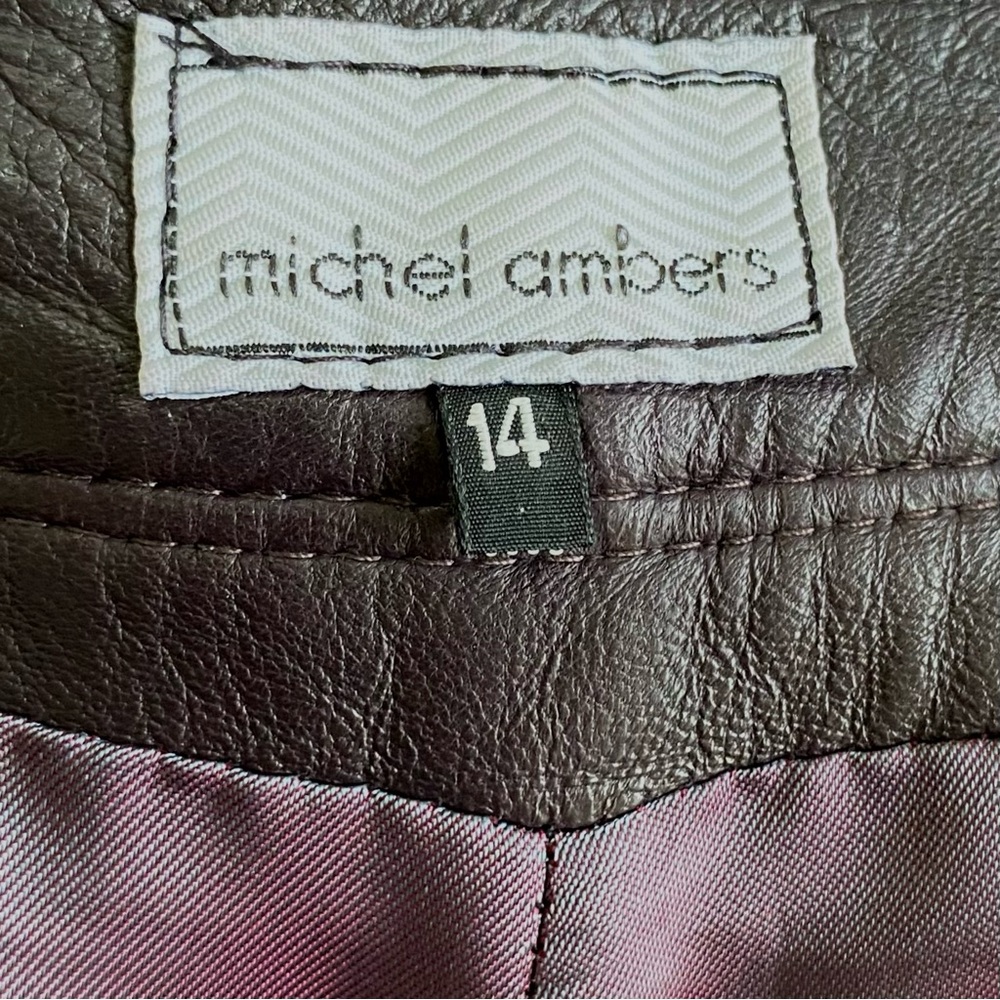 Vintage Michel Ambers 100% genuine leather dark aubergine high-waisted pants. 💜 - Picture 6 of 7